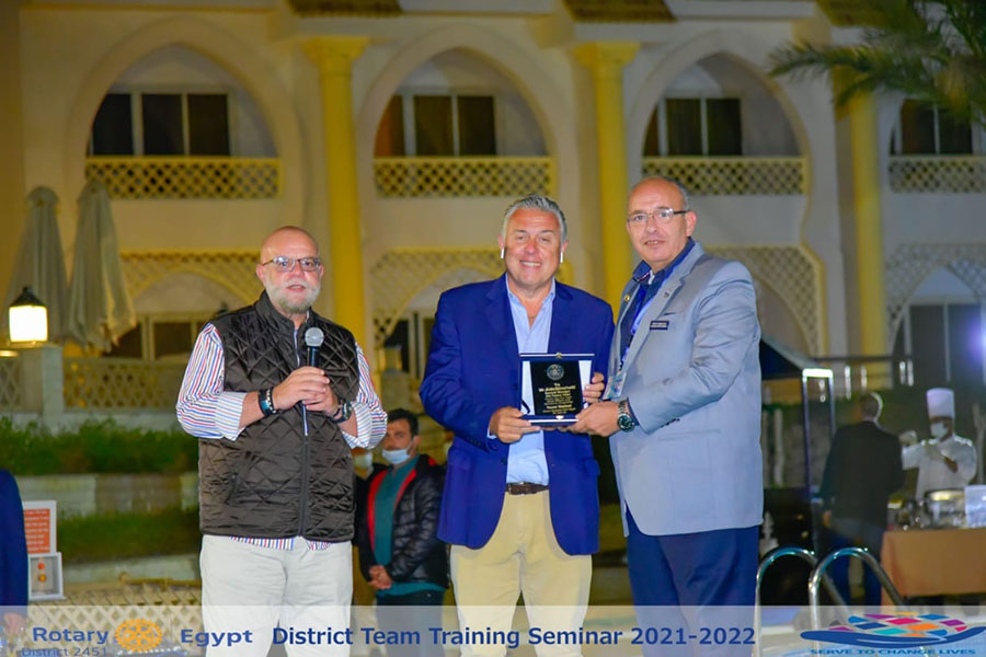 Old Palace Resort General Manager and Italian Honorary Consul in Hurghada Mr. Aldo Stinchetti proudly receiving the honorable..